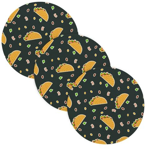 3 Pcs Trivet Table Runner for Hot Dishes 15in Cotton Thread Weave Heat Resistant Pot Mat for Microwave Stove Spoon Rest for Cooking and Baking Cute Mexican Tacos