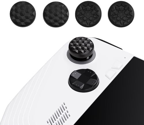 PlayVital Black Thumbsticks Grips Caps for ROG Ally, Silicone Thumb Grips Joystick Caps for ROG Ally - Diamond Grain & Crack Bomb Design