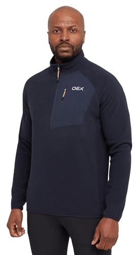 OEX Men’s Braewick Half Zip Fleece with 100% Recycled Fabric & Zipped Chest Pocket, Soft, Lightweight & Active FitTechnical Midlayer Pullover (UK, Alpha, XL, Regular, Regular, Navy)