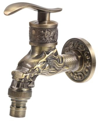 Cuicany Vintage Wasserhahn Wand Wasserhahn, Antik, Nostalgie, Drache Geschnitzt, Zinklegierung, Wandarmatur für Zu Hause, Küche, Bad, Garten