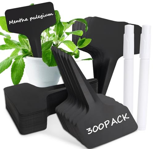 ELNLE Lot de 300 étiquettes pour plantes à étiqueter, pour l'extérieur, résistantes aux intempéries, en plastique, étiquettes pour plantes en pot, herbes, fleurs, légumes, noir