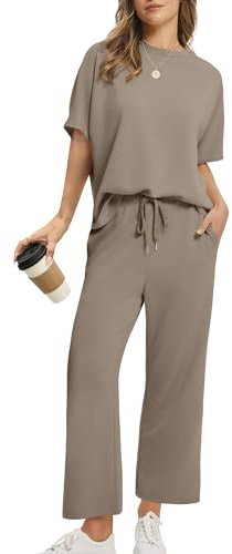 Sampeel Lounge Sets for Women Fashion Clothing Airport Outfits 2025 2 Piece Travel Matching Sets Women Clothing Resort Wear Cruise Coffee M