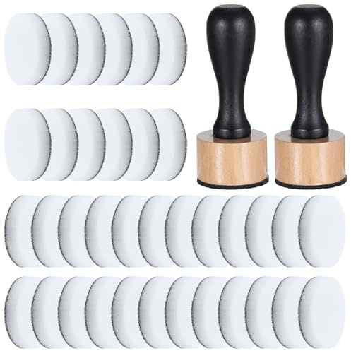 Oruola 2pcs Ink Blending Brushes for Crafts, 46Pcs Ink Blending Tool, 44 Replacement Refill Sponge Domed Foam Pads Art Supplies for Scrapbooking Painting Drawing Art Supplies Distressing Blending