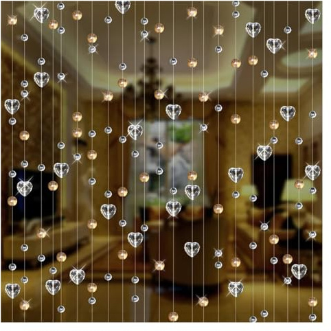 LYXYGMV Amor Transparente Cuentas de Cristal decoración Interior Puerta Cortina Hotel Sala de Estar Adornos de partición Adecuado para Festivales, Hogares, Fiestas De Boda(Champagne,5 Strings 150cm)
