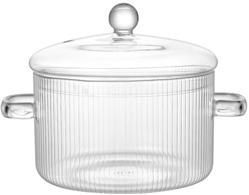 Glass Simmer Pot for Stove Top 1600ml Heat-Resistant Clear Glass Saucepan with Lid and Handle for Soup, Pasta, Milk & Baby Food|Stockpots