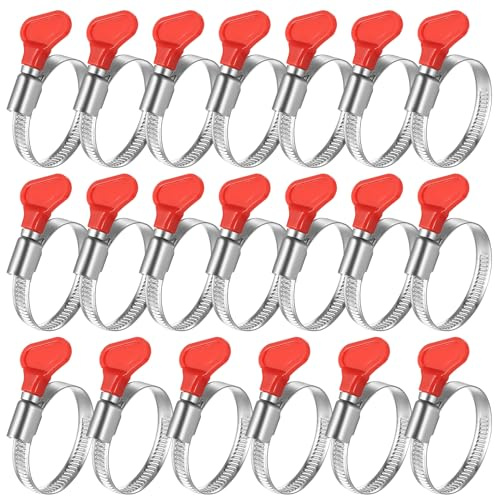 20 Pz Fascette Stringitubo Regolabili da 32-44 mm, Fascette Metalliche Stringitubo, Fascetta Stringitubo Regolabile in Acciaio inox, Fascetta Farfalla per Tubi Piscina Giardino Gas Lavatrice Auto