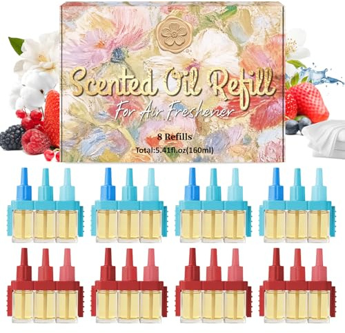 SCENTORINI 3 Volution Luftfräschare 8 x 120 ml påfyllning för elektrisk diffusor, lämplig för Ambi Pur påfyllning av diffusor av eteriska oljor, blommor, frukt, marin etc