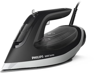 Philips Serie 6000 Plancha de Vapor con tecnología OptimalTEMP, 190g golpe, 45g continuo, suela SteamGlide Plus, antigoteo y apagado automático (DST6120/80)
