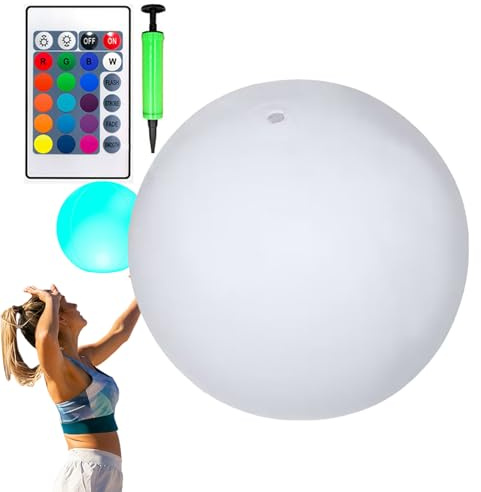 Palla da biliardo gonfiabile a LED - Pallone da spiaggia illuminato da 16 pollici, che cambiano colore, telecomando a 4 modalità, giocattolo galleggiante impermeabile | Palloni da nuoto notturni