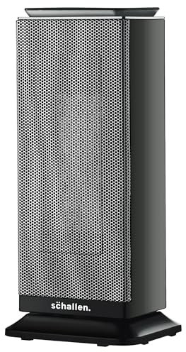 Schallen Floor Standing PTC Ceramic Heater Warm and Cool Air Fan with 24 Hour Timer, Remote Control and LCD Display in Black