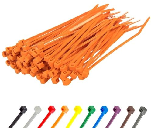 Gocableties Small Orange Cable Ties, 100mm x 2.5mm, Pack of 100, 4” Premium Nylon Zip Ties, Plastic Tie Wraps, Secure Self-Locking Mechanism, for Home, Garden, Office and DIY