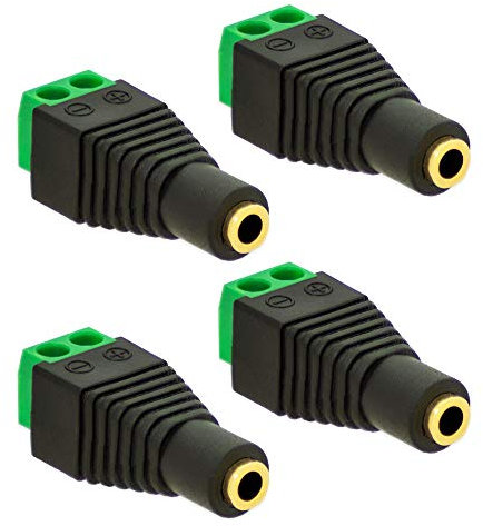 4X Klinken Buchse 3,5mm Adapter > Terminal Block 2-Pin Schraub Klemmen Vergoldet