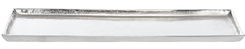 Brandsseller Dekorativ tallrik 44,5 x 12,5 cm dekorativ tallrik aluminium RAW look dekorativ tallrik silver rektangulär