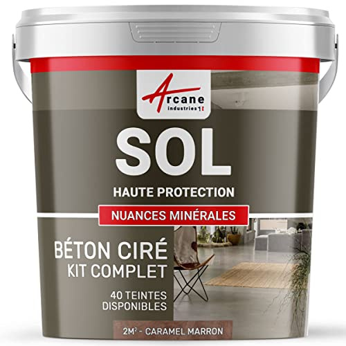 Béton ciré sol en kit | Primaire et vernis de finition inclus - 2 m² (en 2 couches) Caramel Marron - ARCANE INDUSTRIES