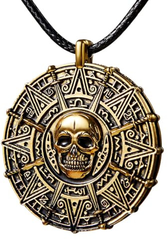 Spooktacular Creations Halloween Pirate Coin Skull Necklace Accessories for Men, Women, Kids - Pirate Costume, Halloween Dress Up Party Favors