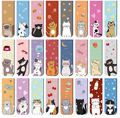 48 Magnetische Lesezeichen, 24 Stile Niedliche Katzen Lesezeichen - Geschenk für Katzenliebhaber, Lehrer, Studenten und Freunde
