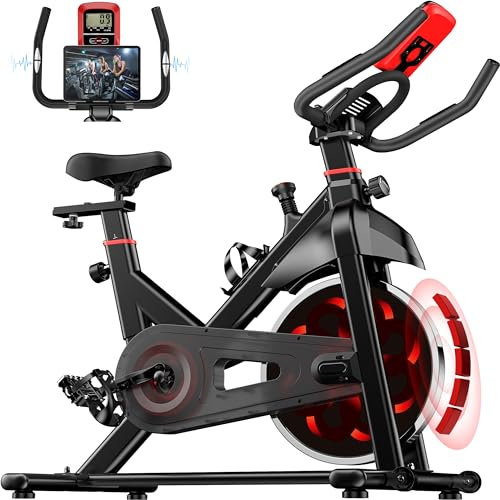 Dskeuzeew Heimtrainer Fahrrad für Zuhause Ergometer Heimtrainer mit Einstellbarem Magnetischem Widerstand, Indoor fahrrad LCD Display mit Halterung & Wasserflaschenhalter