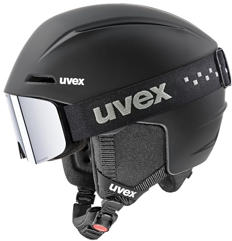 uvex viti Set - stylische Kombination aus dem leichten viti Skihelm und der verspiegelten pwdr FM Skibrille für Kinder - Black matt - 54-58 cm