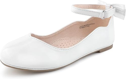 Fuppia, scarpe Mary Jane da bambina, modello principessa ballerina, per uniforme scolastica, per bambini piccoli e grandi, bianco, 33 EU