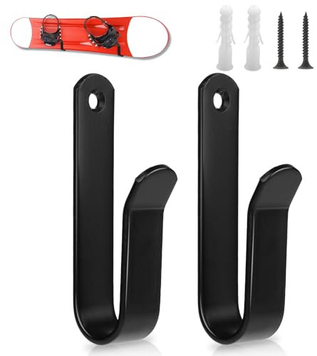 COMNICO Horizontal Snowboard Wall Mount Clips Metal Snowboard Storage Wall Rack snow boards Hanger Support Vertical holder Indoor Skateboard Display Stand for Room Garage