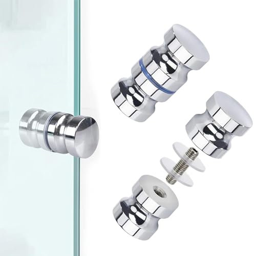 Ericrise 2 Pares Pomos para Puertas, Tirador de Puerta de Ducha, Manijas de Puerta de Vidrio de Aleación de Aluminio Manija de Puerta Corredera, Piezas de Repuesto para Cabina de Ducha