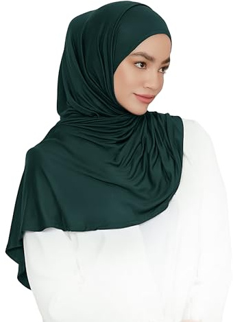 Lina & Lily försydd omedelbar slip-on modal jersey hijab huvudscarf för muslimska kvinnor, Mörk Kricka, one size