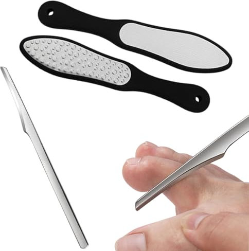 WHYCNJL 1 Pezzo Raspa Piedi Professionale con 1 pezzo Pedicure, 304 Callus Remover in Acciaio Inox Rimuove i Calli Della Pelle Morta e Raggrinzita Cura del Piede in Acciaio Inox Portatile