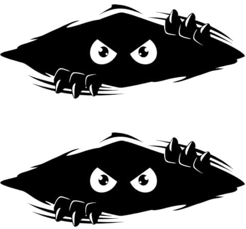 XUKZIMA 2 Pcs Peeking Monster Car Stickers Funny Car Decals for Men Waterproof Black Car Stickers for Car Bumper Window Laptop Motorcycle Skate Suitcase (11.5x4.7)