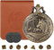 Mini DND Würfel Set mit Steampunk Wolf Taschenuhrgehäuse, 7-teiliges Polyedrisches Metall D&D Würfel Set, DND Geschenke mit Lederbeutel für Spieler, RPG, MTG, Rollenspiel Brettspiel Zubehör, Bronze