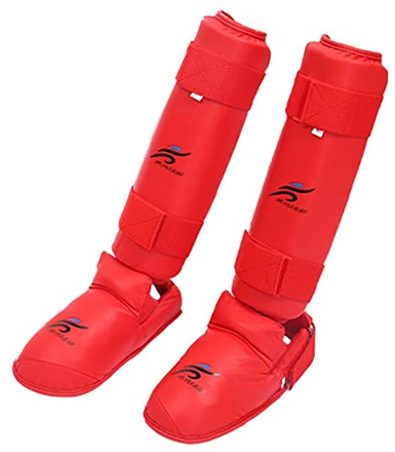 LeeQinersw Paratibie Kick Boxing, Protezioni Karate, Parastinchi Da Boxe, Equipaggiamento Protettivo per Kickboxing, Attrezzatura per Sparring, Protettivo Imbottita Paratibie, Rosso Separato L
