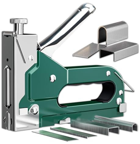 Ksvaye 3 In 1 Tacker für Holz, Rapid Handtacker, Tackerpistole für Holz und Leinwand,Möbeltacker Staple Gun mit Einstellbarer Schusskraft,Komplett aus Stahl,für Klammern 8-12mm(Keine Nägel enthalten)