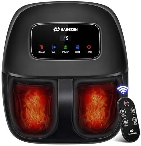 EaseZen Massaggiatore per Piedi Shiatsu con Riscaldamento, Massaggiatore Piedi Relax con Telecomando e Display LCD, Regalo di Compleanno per Lei/Lui/Mamme/Papà, Adatto fino alla Taglia 48