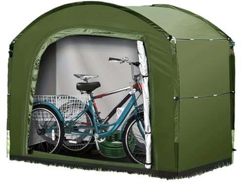 Generisch Tienda de campaña para bicicleta, organizador de tela Oxford, cobertizo para bicicleta, accesorio transpirable para equipo de camping, equipo de piscina de moto, cortacésped, verde, ver