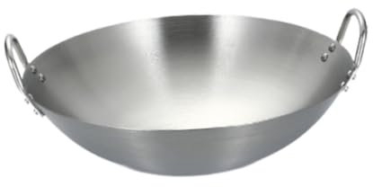 JISADER Sartén Wok de Acero Inoxidable, Multiusos, con Dos Asas, Fondo Plano para freír, cocinar, a Gas y eléctrica, Diámetro 24cm