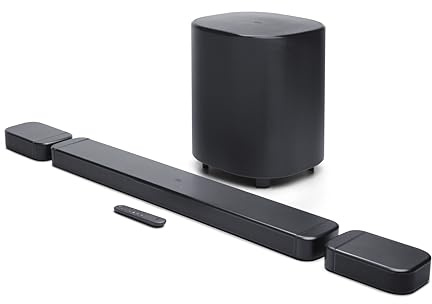 JBL Bar 700MK2-7.1 Channel soundbar System with Detachable Speakers and Dolby Atmos, 780W max Output Power and a 10 Wireless subwoofer, Works with Voice Assistant-Enabled Speakers (Black)