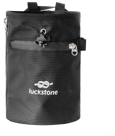 Gdfnmogo Sac à craie pour escalade, seau à craie en nylon 420D durable avec cordon de serrage, intérieur doublé doux, fond antidérapant, réglable (noir)