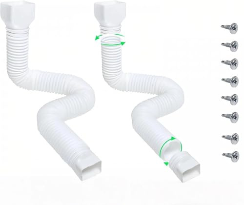Flexible Para Canalón,Extensión De Canalón Flexible Para Bajante, Redonda, Longitud Ajustable,Tubo de Drenaje de Canalón Lluvia Retráctil,Retráctil 47 a 150 cm, para la Mayoría de Bajantes, (Blanco)