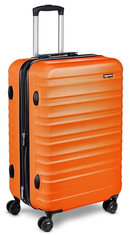 Amazon Basics Valigia Rigida Media - Bagaglio Espandibile ABS con 4 Ruote Doppie Girevoli - Resistente ai Graffi e Leggera - 68 x 45,1 x 28,6cm - Arancione Bruciato