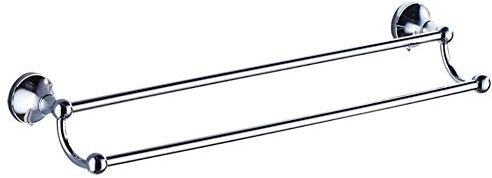 BOATX Retro Bad Doppel-Handtuchhalter,Wand-Handtuchstangen,60cm,Doppelschicht,Badetuchstange Badezimmer Badetuchhalter aus Messing (Chrom)