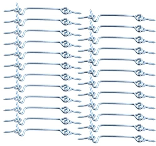 Antrader 3 Inch Zinc Plated Steel Hook & Eye Wood Gates Window Screen Gate Door Latch 24-Pack