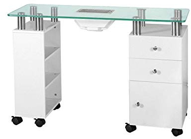 Activeshop Manikürtisch Nageltisch Glass mit staubabsaugung 013b Weiss
