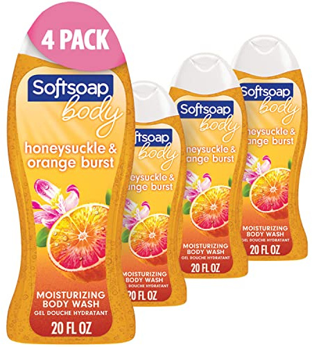 Softsoap Body Wash, Honeysuckle & Orange Burst Body Wash, 20 Ounce, 4 Pack