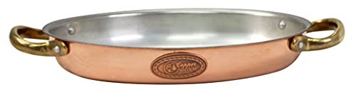 Copper Garden Kupfer Fischpfanne oval 20 cm mit Griffen I Kupferpfanne lebensmittelecht verzinnt: Ideale Wärmeleitung/-verteilung I Kupfer Pfanne hoch & stabil zum Braten, Überbacken, Servieren etc.