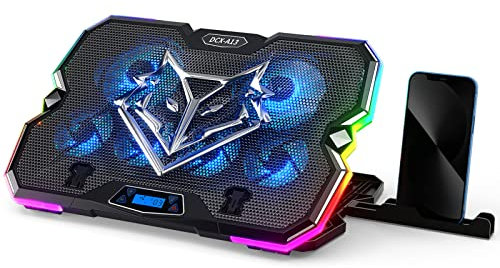 KeiBn Upgrade Laptop Cooling Pad A13,RGB Lights Laptop Cooler 6 Fans for up to 15.6 Inch Laptops,10 Modes Light, 7 Height Stands, 2 USB Ports - Blue
