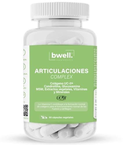 Colageno Hidrolizado Puro con Vitamina C MSM Minerales para Articulaciones Piel Cabello 90 Capsulas con Herpagofito y Boswelia Sin Gluten Ni Lactosa UC - II ® | BWELL SUPPLEMENTS