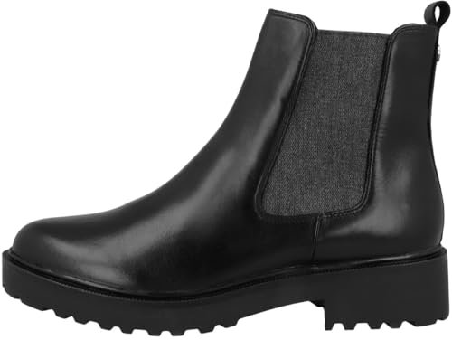 CAPRICE Damen Chelsea Boots Memotion aus Leder Flach Weite G, Schwarz (Black Nappa), 37 EU