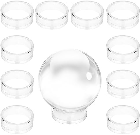 JUXYES Pack of 12 Clear Acrylic Sphere Display Stand for Crystal Ball, Egg