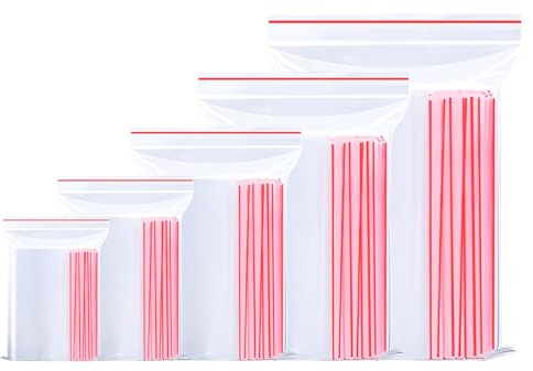 Omtofo 1000 Stück Druckverschlussbeutel, 5 Größen Plastikbeutel Verschließbar Transparent Klein Zip Beutel, PE Polybeutel Reißverschluss Tütchen Zipper Plastikbeutel