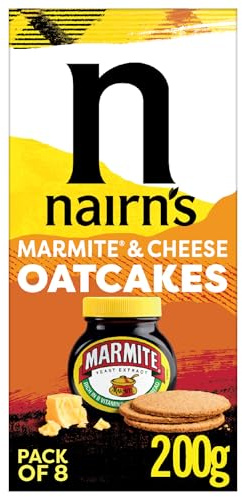 Nairn's Gâteaux d'avoine à la marmite et au fromage – Avoine complète – Collations saines – Convient aux végétariens – Gâteaux d'avoine – Riche en fibres – Aimez-le ou détestez-le, vous devez