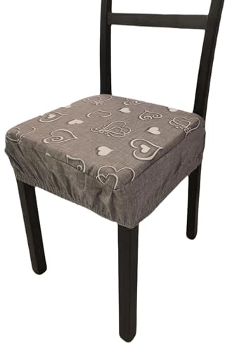 SalGiu Cuscini Sedia Con Fascia Elastica (set da 6) Fantasia Cuori Imbottito Sfoderabili 40x40 (Grigio)